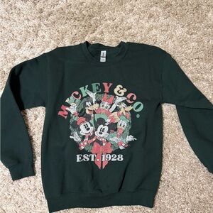 Gildan Dark Green Mickey & Co Crewneck Sweater